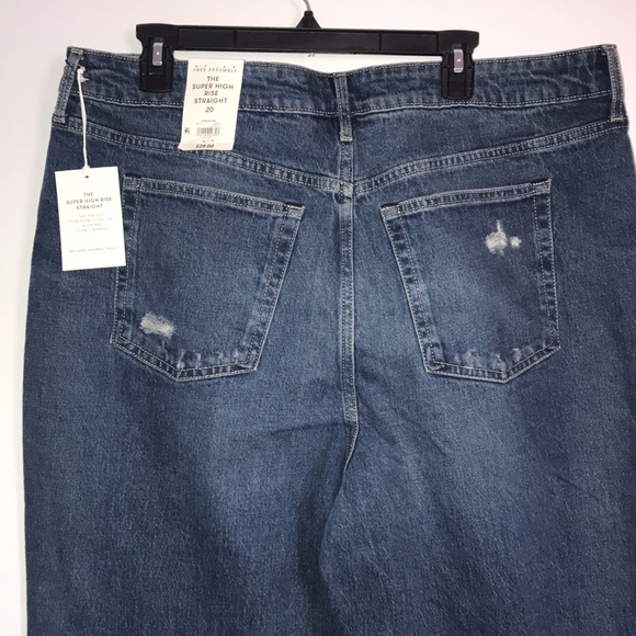 Free Assembly Super High-Rise Distressed Straight Leg Jeans Size 20 NWT - Picture 12 of 15